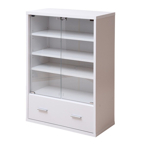 JKプラン ガラスキャビネット 引き出し 付き 幅60 奥行29 高さ90 ガラス扉 棚 収納 FR