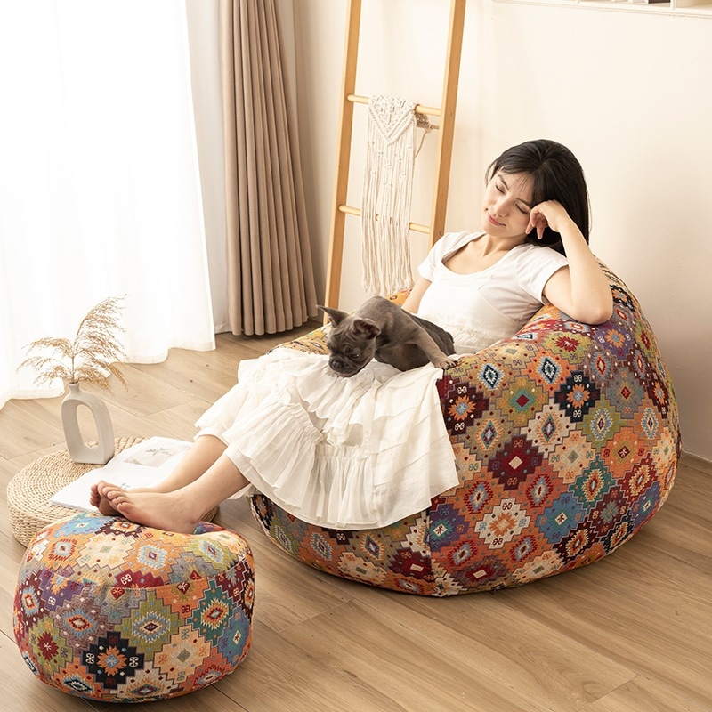 小さなソファベッドルーム怠zyなソファビーンバッグ嘘寝室のバルコニーリビングルームフロアシングルソファナップ