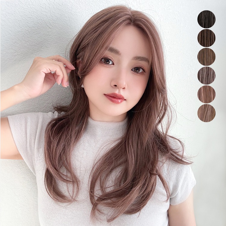 「 部分手植え センターパートリュクスカール 」 ウィッグ レディース ロング フルウィッグ フロントレース 自然 ウイッグ カール センターパート レイヤー かつら 女性 医療用ウィッグ 黒髪 前髪