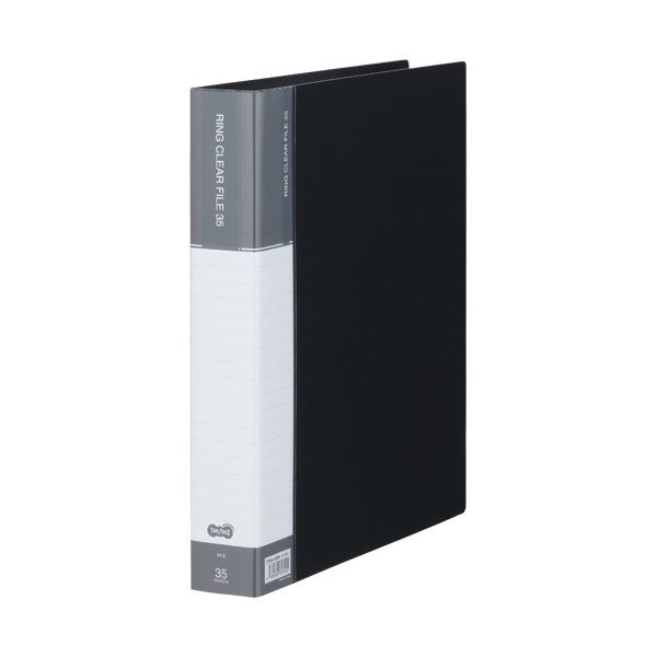 （まとめ）TANOSEE PPクリヤーファイル（差替式）A4タテ 30穴 35ポケット付属 背幅48mm ダークグレー 1冊5セット