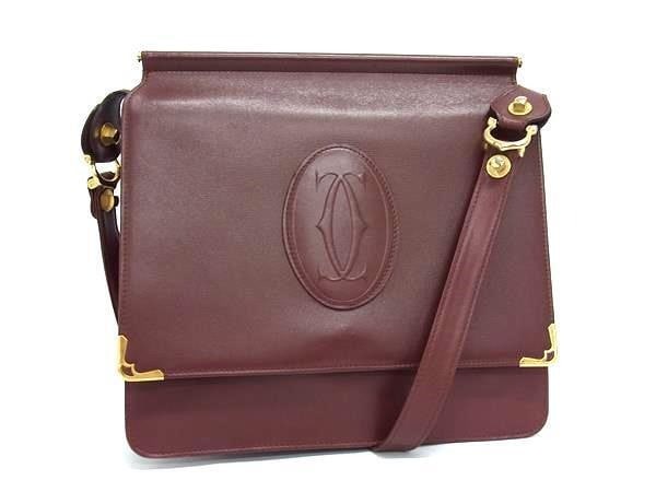 Cartier カルティエ ショルダーバッグ マストライン - ボルドー系 ゴールド金具 レザー レディース ダブルフラップ【本物保証】