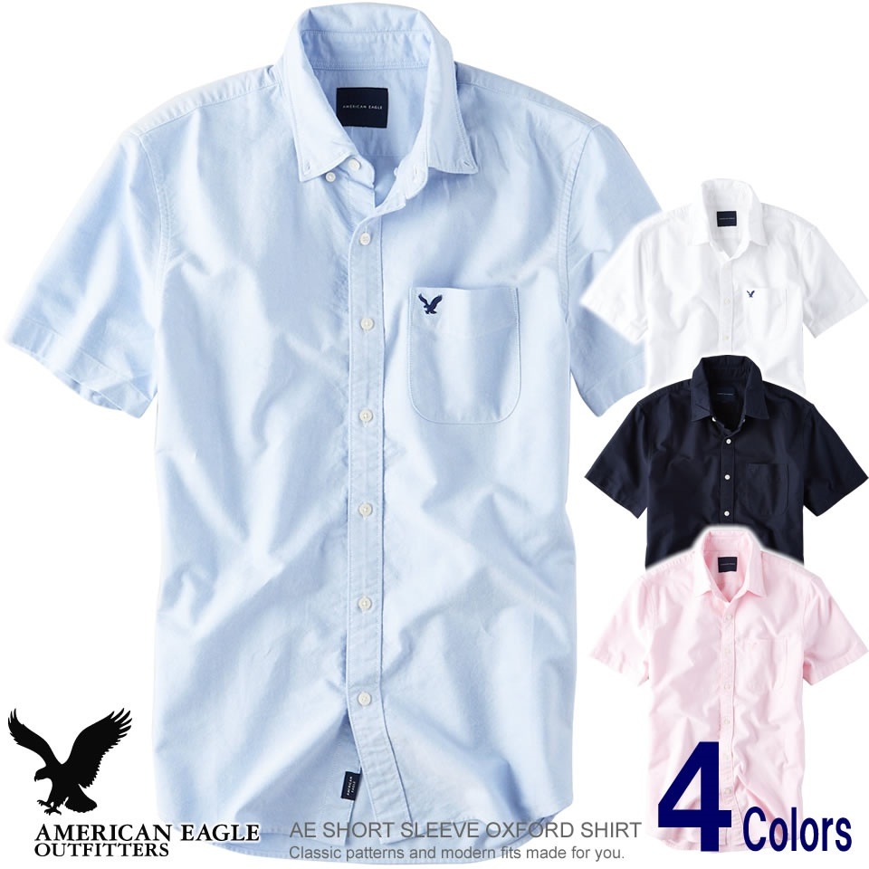 アメリカンイーグル メンズ 半袖 オックスフォードシャツ Aeo Solid Short Sleeve Shirt 9色