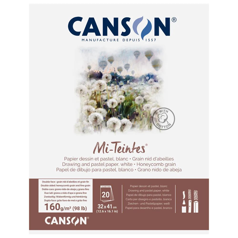 （まとめ買い）色画用紙 キャンソン ミタント パッド 32x41cm F6サイズ ホワイト 20枚 C31027P002 [x3]