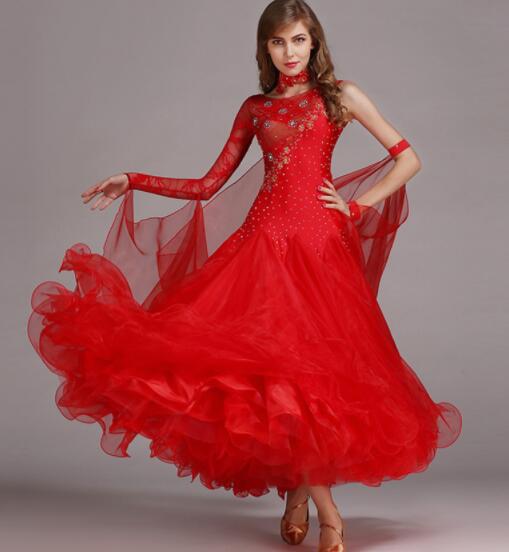 「大社交ダンス専用」ダンス ドレス 優雅 演出服競技用 ワルツドレス 高級感 エレガント ステージ衣装 踊りドレス イベント服 スタンダードダンス 袖なし シフォン 可愛い 大人 スパンコール 大 S