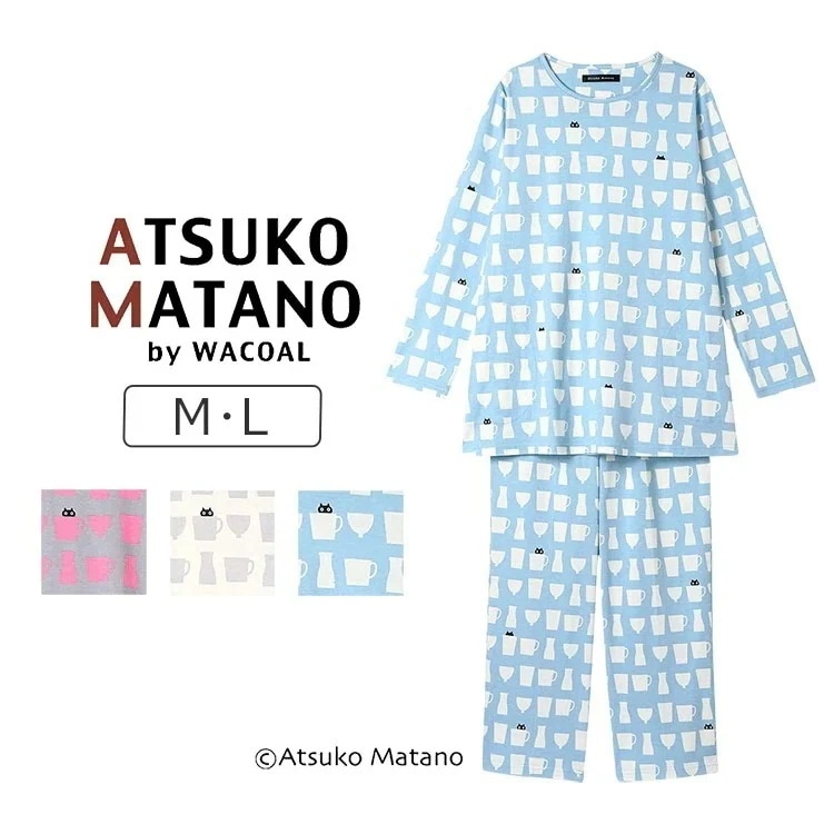 ワコール アツコマタノ パジャマ 上下セット 10分丈・10分袖 M/L HDX547