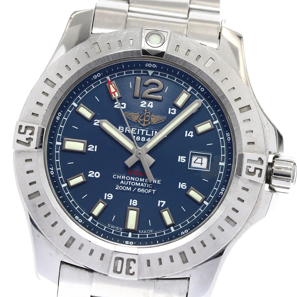 訳あり ブライトリング BREITLING A17388 コルト デイト 自動巻き メンズ 箱・保証書付き_889815【中古】