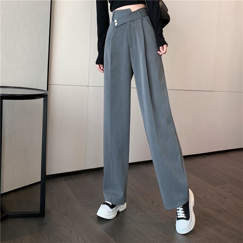 2色 ボトムス 春夏 きれいめ レディース ストレートパンツ ロング丈 マキシ丈 無地 ウエストマーク 黒 ブラック 灰色 グレー 大人可愛い シンプル カジュアル 大人 上品 おしゃれ お洒落 クラ