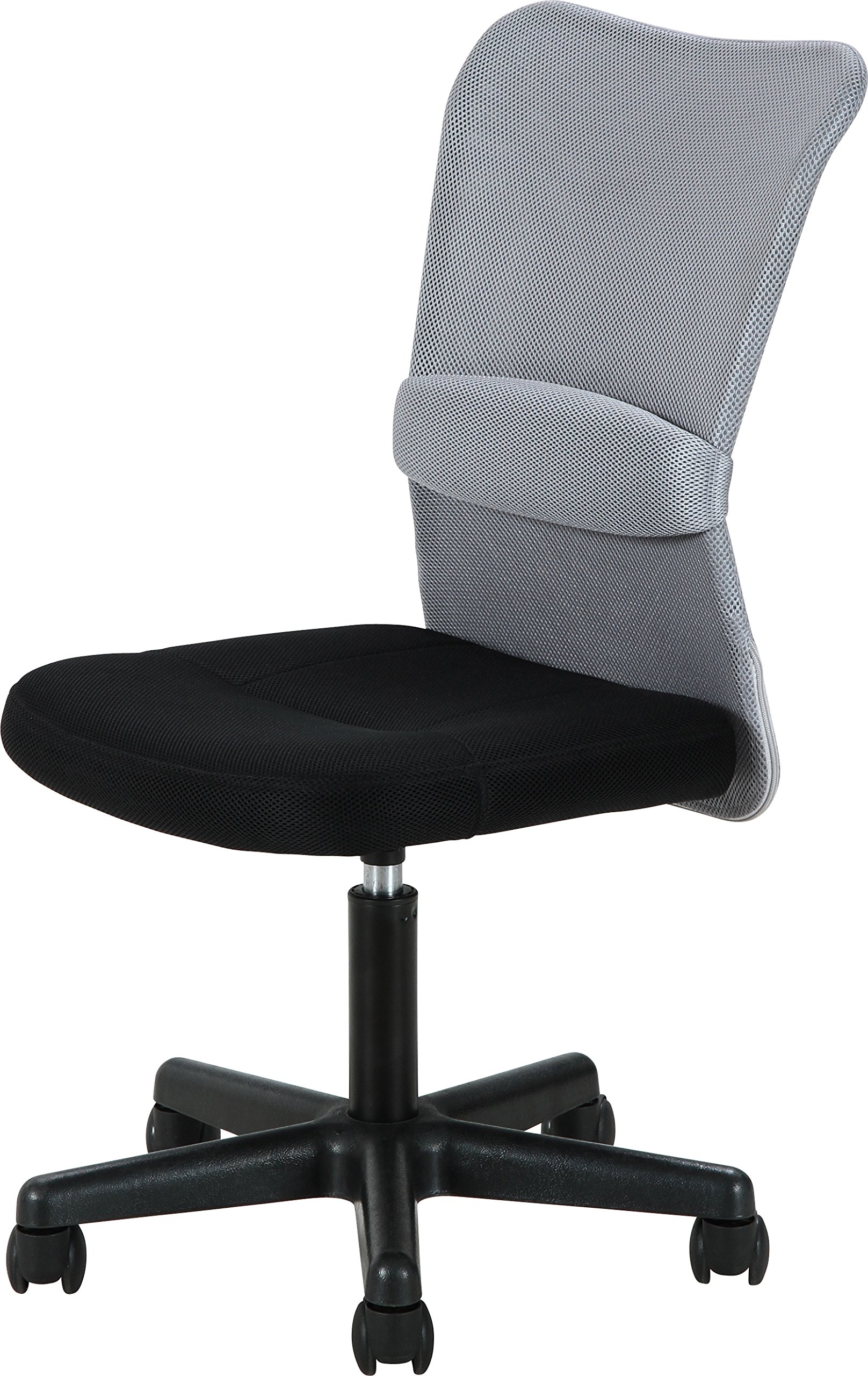 不二貿易 オフィスチェア デスクチェア 幅52×奥行58.5×高さ88~99 グレー メッシュ素材 高さ調整 腰サポート ハンター 94431