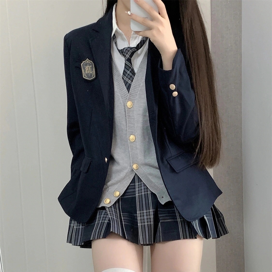 チェック柄 ベスト スカート 各種オプションあり シャツ スーツ 一式 制服 大きいサイズ JK和服コスチュームコスチューム