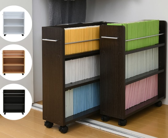 クローゼット 押し入れ アイデア 収納 棚 ワゴン キャスター ラック 本棚 2個セット