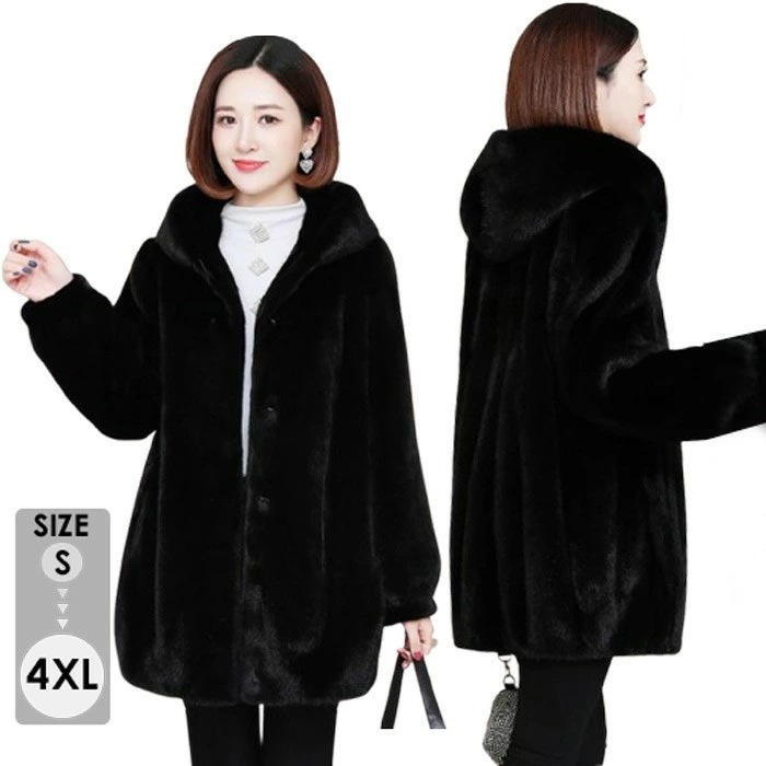 フェイクファー コート ボアブルゾン ボアパーカー 大きめロング ファーフード付き レディース ブルゾン トップス 長袖 羽織 ライトアウター ジップアップ フード ボリューム 防寒 アウター 冬S/