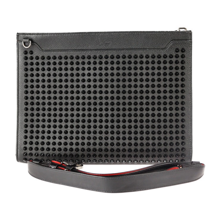 Christian Louboutin クリスチャンルブタン ショルダーバッグ 1185130 SKYPOUCH スカイポーチ カーフレザー ブラック レッド 2WAY セカンドバッグ クラッチバッグ