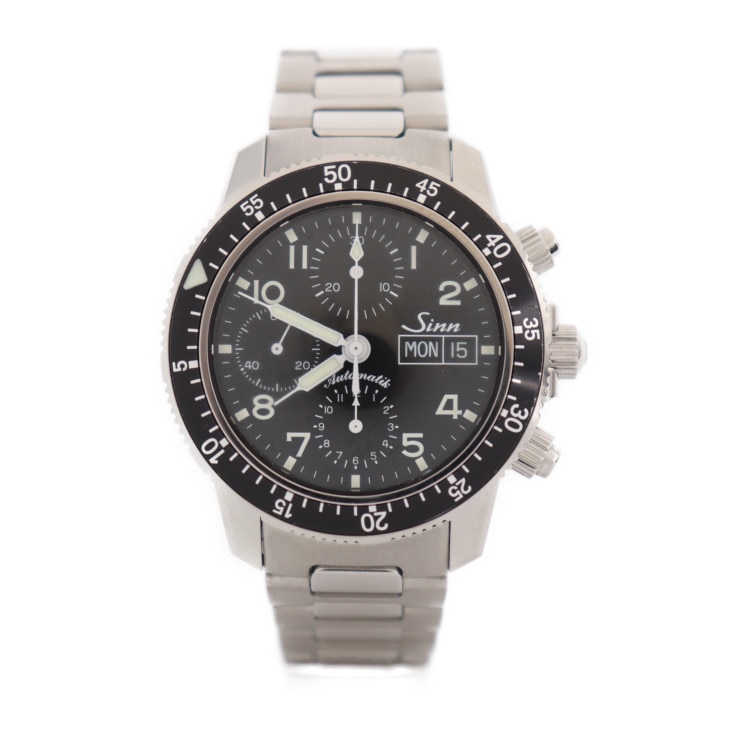 超美品 Sinn ジン 腕時計 103.B.SA.AUTO インストゥルメント クロノグラフ ステンレススチール シルバー ブラック文字盤 自動巻き クロノグラフ 本物保証 中古