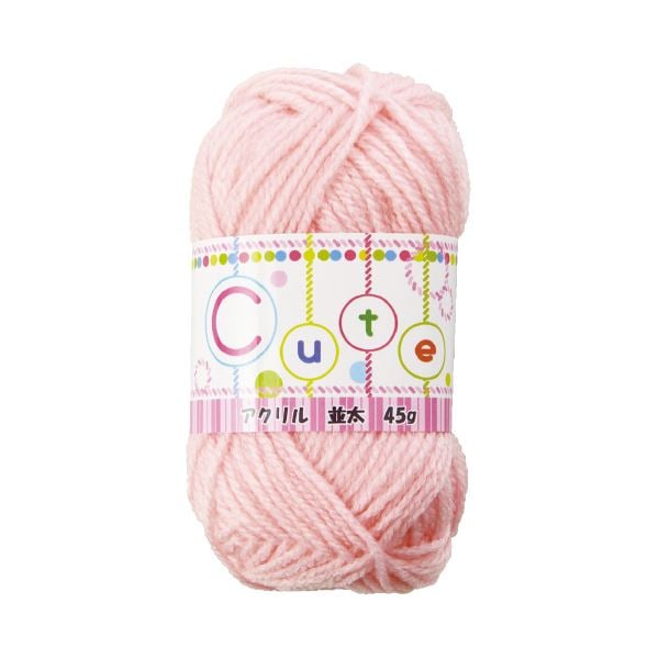 （まとめ）キッズ 毛糸（並太） 45g 薄桃[x20セット]