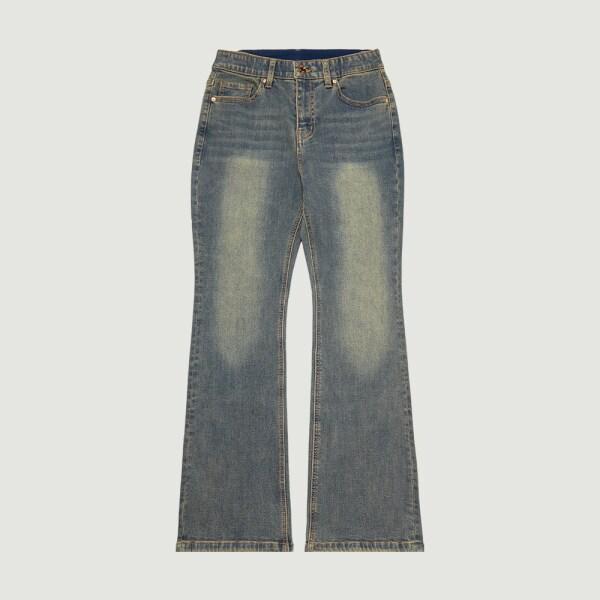 []女性インナーバンディング スパン ブーツカット 裏起毛 デニムパンツ_065(10490-155-802-10)