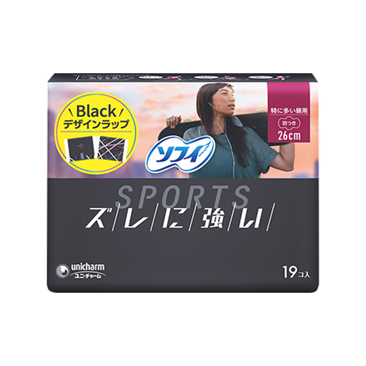 生理用ナプキン ユニ・チャーム SPORTS 特に多い昼用 羽つき 26cm 19個入り X8パック