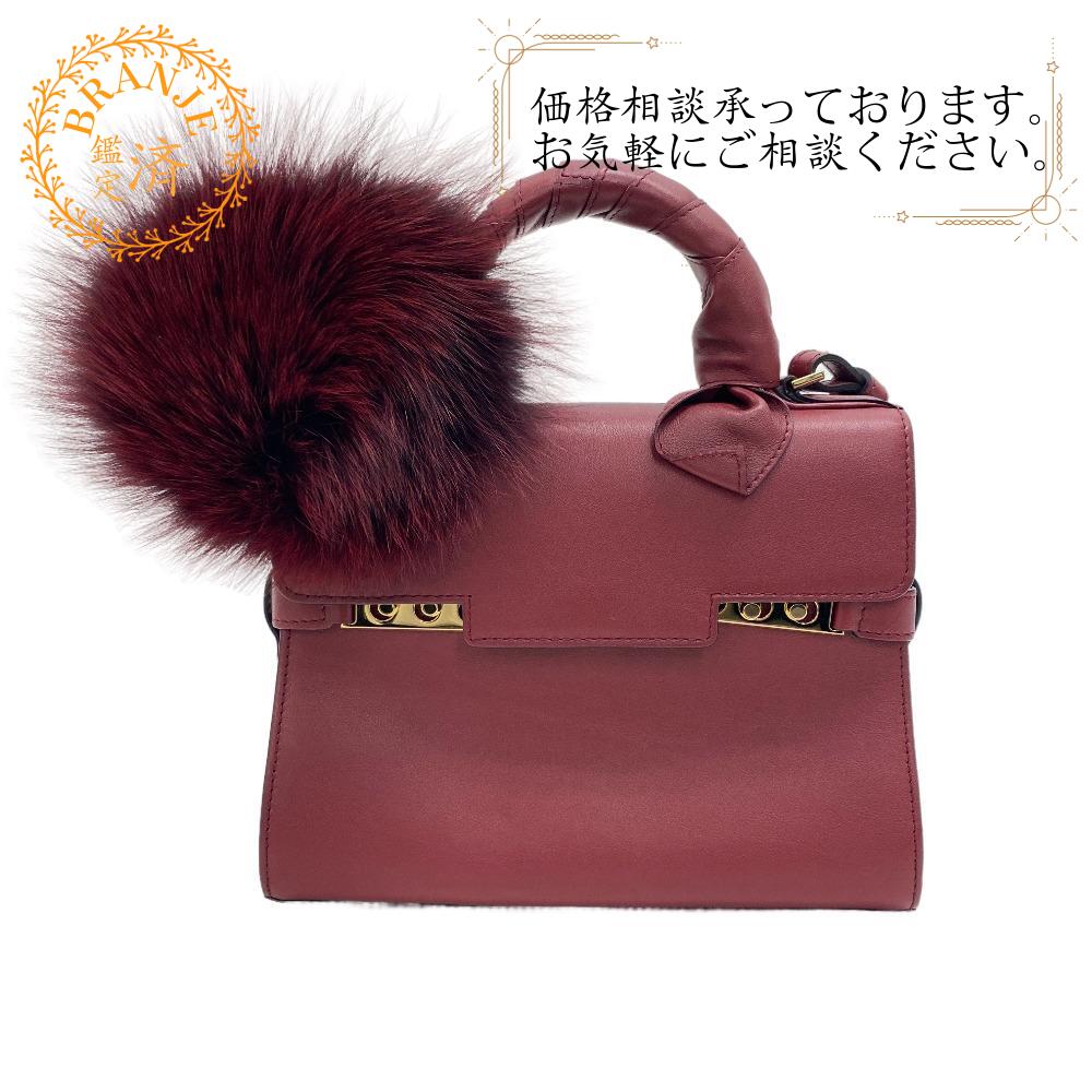 Delvaux/デルボー タンペートスモール 2WAY ショルダーバッグ ファー レザー ハンド ボルドー レディース ブランド 鞄