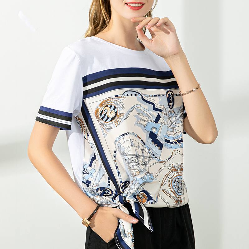 トップス Tシャツ カットソー 白シャツ 白トップス 袖あり 半袖 ラウンドネック 綿 ポリエステル コットン かわいい 大人可愛い きれいめ シンプル カジュアル 大人 上品 おしゃれ お洒落