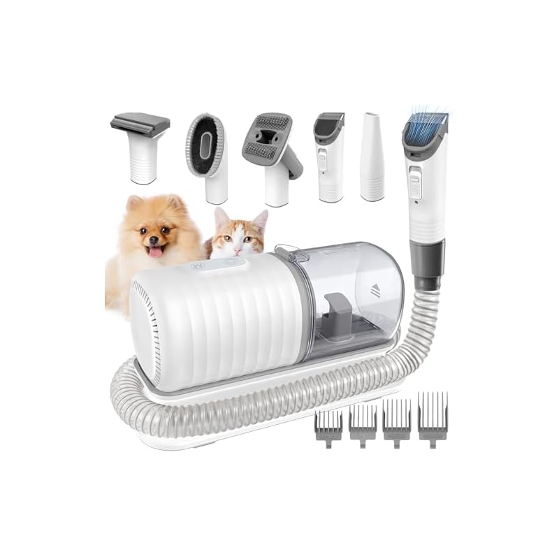 ペット用バリカンセット 5 in 1 多機能 ペットグルーミングセット 換毛期対策 電動バリカン 犬 猫美容器 抜け毛を自動吸引 犬猫兼用 強力吸引 毛取りクリーナー 多機能掃除機 犬用グルーミングバ
