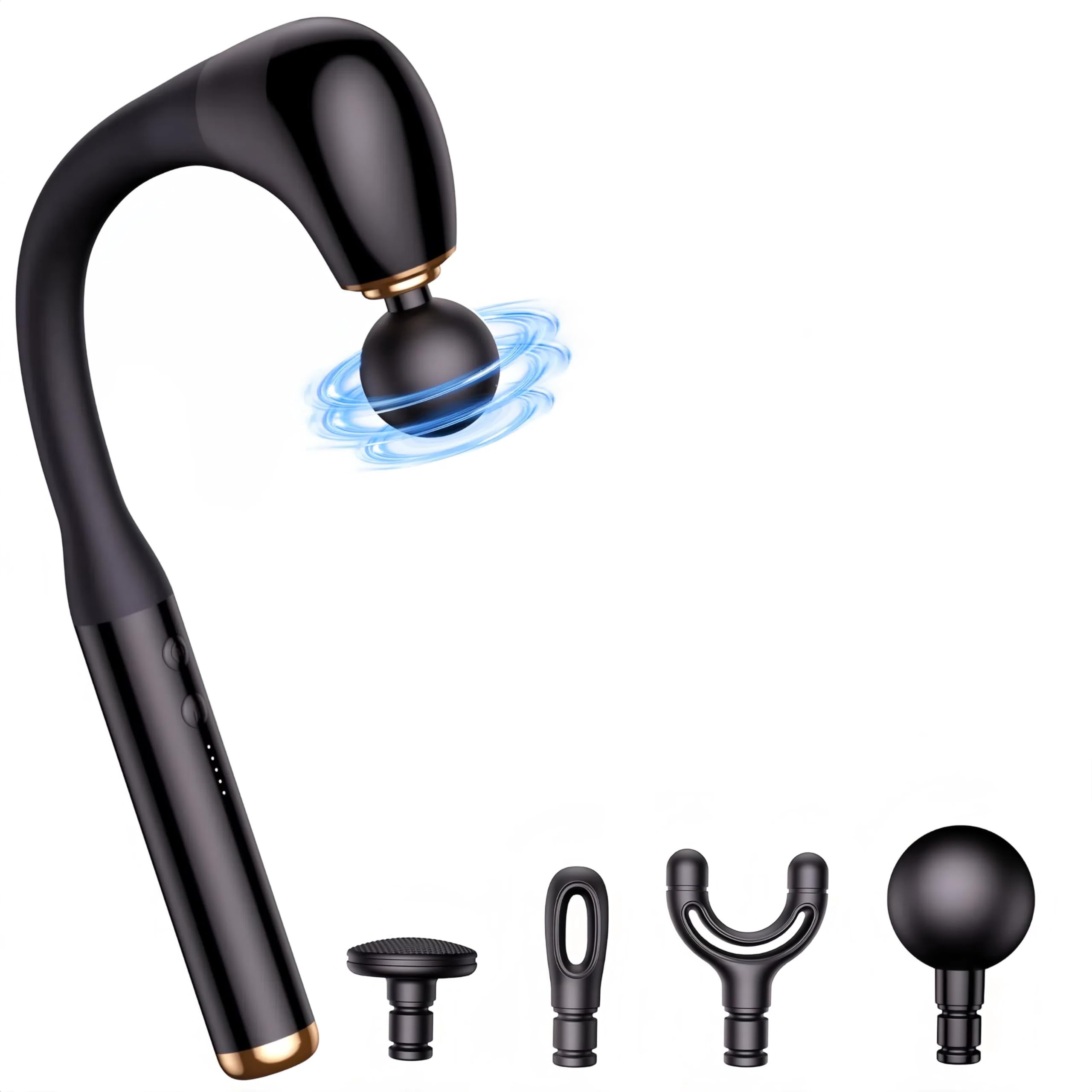 【弾力性アーム実用性特許】Deestop 背中リリースガン 筋膜リリースガン ハンディガン 5段階強力振動 超軽量 全身リフレッシュ Type-C急速充電 静音 4個ヘッド付属 クリスマスプレゼント