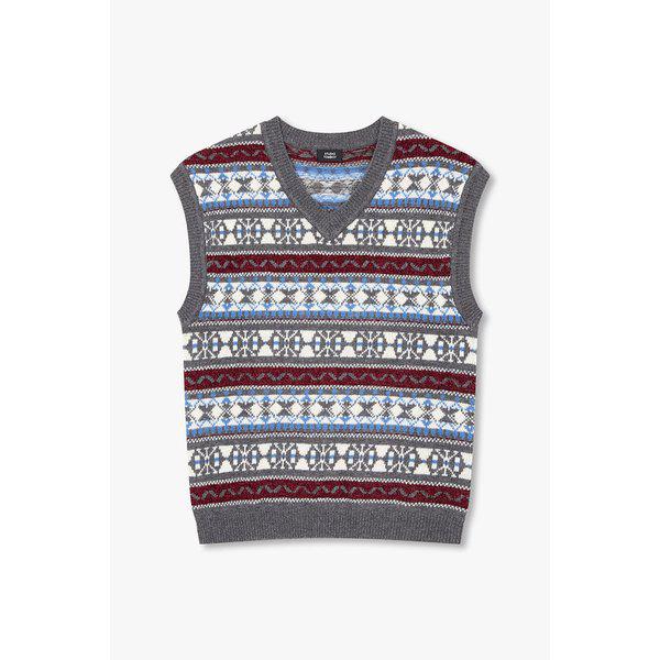 [MEN] ノルディックパターンVネックニットベスト9155452121081