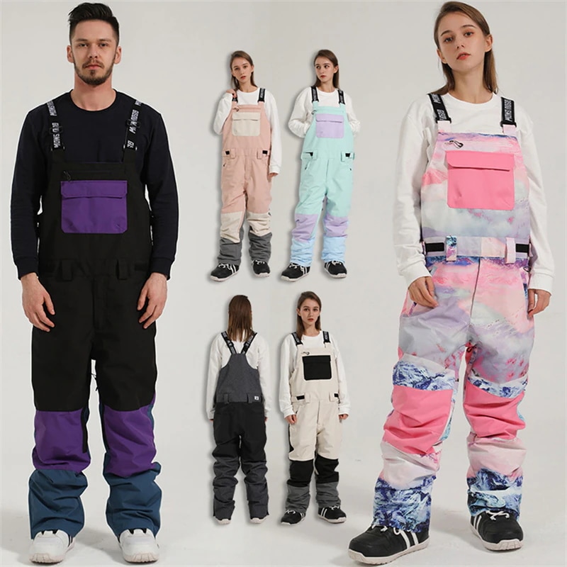（1～3日で出荷）スキーウェア スノボウェア ユニセックス つなぎ ビブパンツ オーバーオール スノーボード メンズ レディース 防風防水防雪防寒保温通気 耐摩擦 韓国 Snowboardwear 2