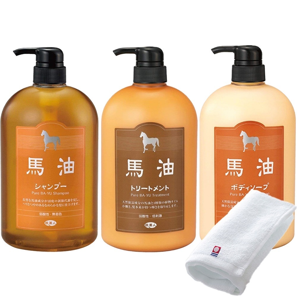 正規販売代理店 定価より10%OFF 馬油セット 馬油シャンプー 1000ml 馬油トリートメント 1000g 馬油ボディソープ 1000ml 馬油 シャンプー トリートメント ボディソープ 大容量 9,605円