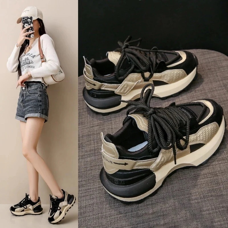 スニーカー 新しいスポーツシューズ女性秋スポーツランニングシューズカジュアルシューズ厚底スポーツシューズの韓国語バージョン