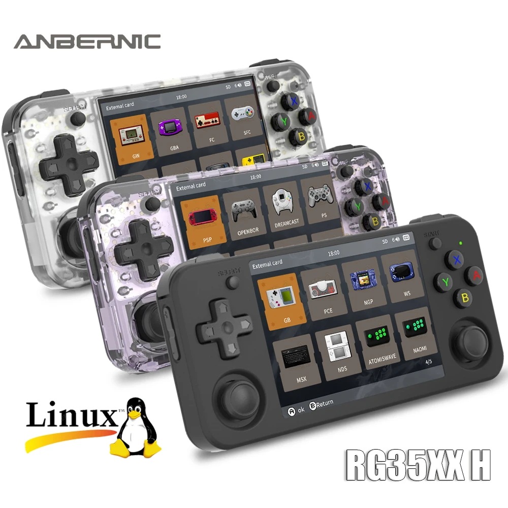 ANBERNIC RG35XX H ビデオゲームをプレイするためのハンドヘルドコンソール 3.5 インチ IPS 640*480 スクリーンレトロゲームプレーヤー 3300 mAh 5000+ ゲーム