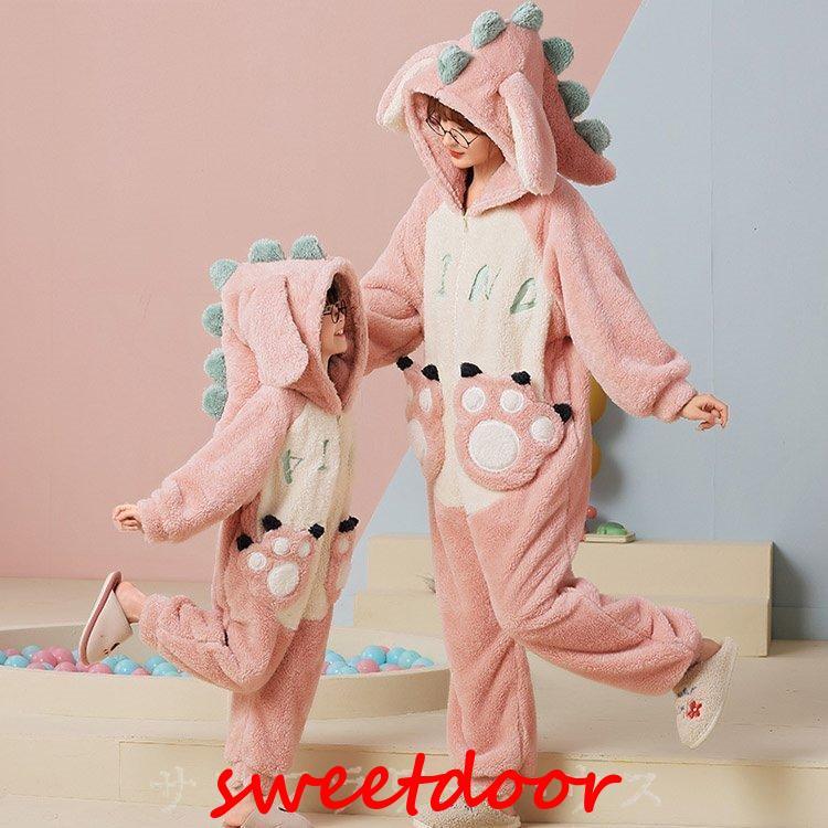 着ぐるみ パジャマ レディース 恐竜 ルームウェア 子供 リンクコーデ 大人 もこもこ かわいい 冬 秋 学生用 動物 怪獣 学園祭 オールインワン