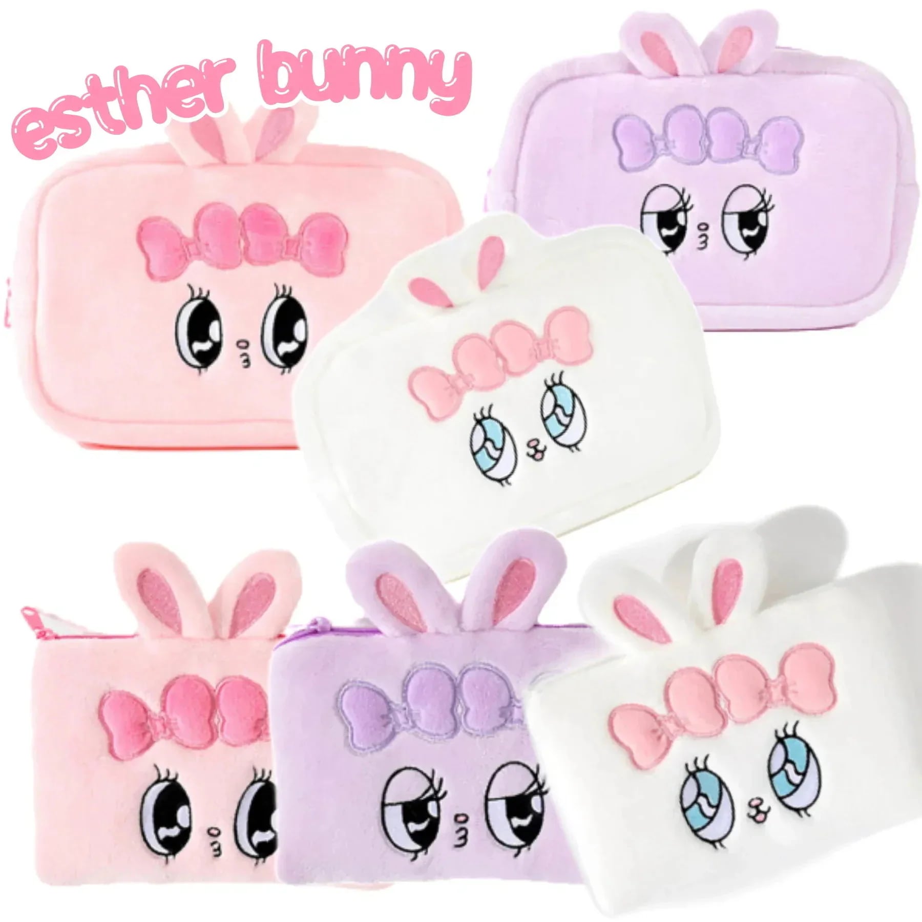 【20点セット】【急速出荷】エスターバニー　長方形ポーチ　(ピンク/ラベンダー/ホワイト)