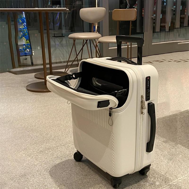 キャリーバッグ フロントオープンUSB充電搭乗スーツケース小型女性インチライトトロリースーツケース24スーツケース男性 メカ割