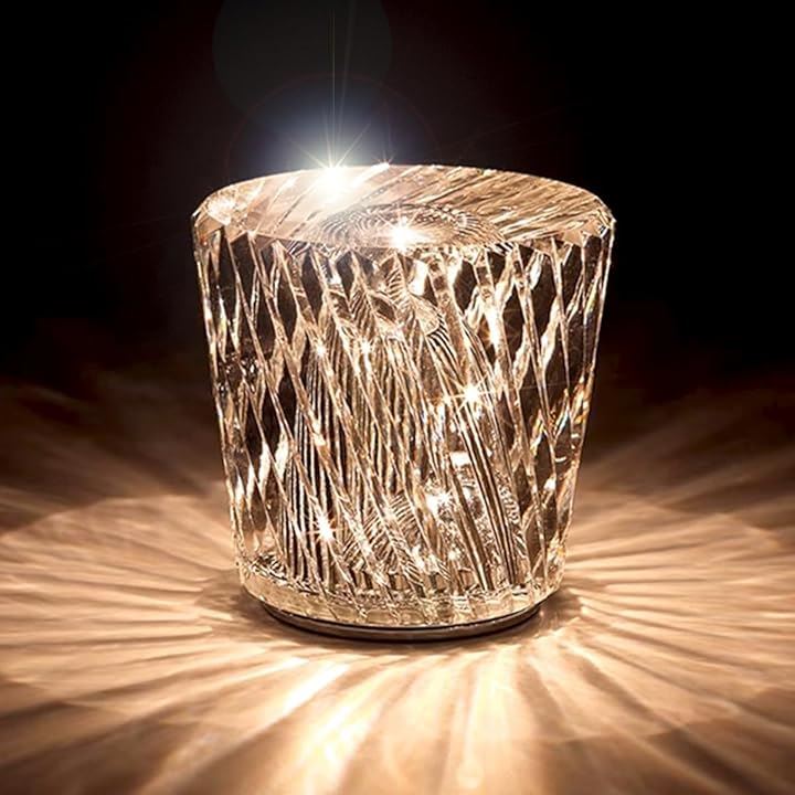 テーブルランプ クリスタル 間接照明 おしゃれ ベッドサイド ナイトライト(クリア, ランプC)