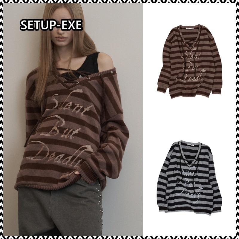 SETUP-EXE STRIPE V-NECK MTM