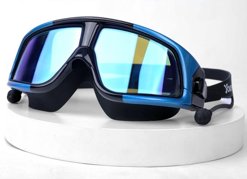 水泳用品 スイミングゴーグル 防水 防曇 曇り止め 大人用 子供用 近視用レンズ 男女兼用 透明レンズ メッキ加工レンズ ラージフレーム 大きいフレーム 水泳用ゴーグル スイミング ゴーグル 水中メガ