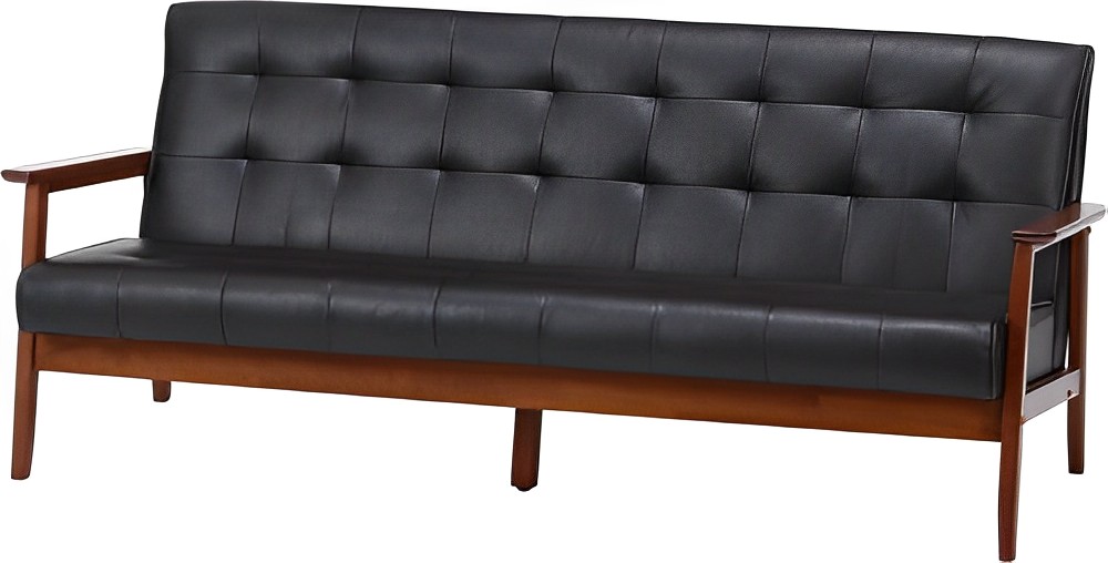 木脚がカッコイイ3人掛けソファー【バイキャストＰＵソファー　フレンズＤＢＲ　３Ｐ　８４６】