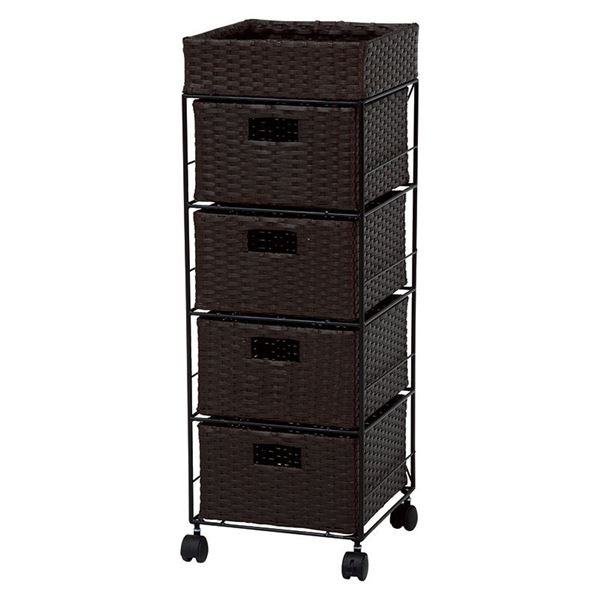 ランドリーラック 約幅30.5cm ダークブラウン スチールパイプ キャスター付き ランドリー収納 脱衣所 洗面所 R2410DBR