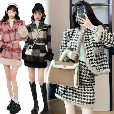 【激安SALE】発表 ジャケットアウタートップススカート女子会 セットアップツイード エレガント クリスマスセット