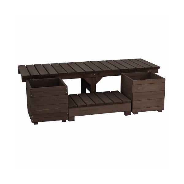 住まいスタイル ユニット縁台ベンチ hiyori 幅154.5奥行55cm プランターセット ダークブラウン DE-15555PLST-DBR メーカー直送