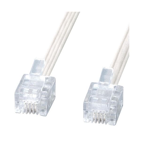 （まとめ）サンワサプライ エコロジー電話ケーブル6極4芯 ホワイト 3m TEL-E4-3N2 1本(×10セット)