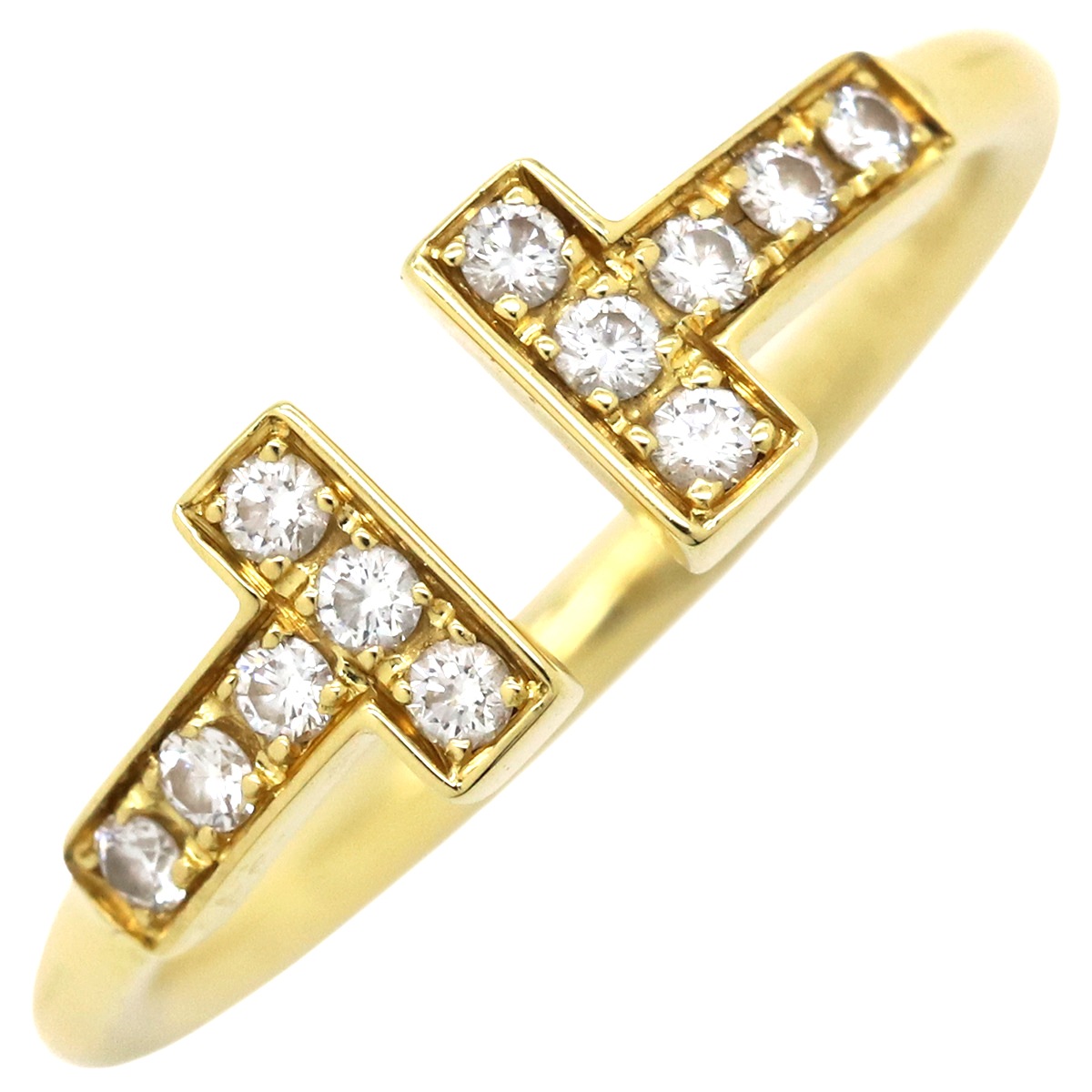 ティファニー Tiffany & Co リング 指輪 T ダイヤモンド ワイヤー K18YG ダイヤモンド イエローゴールド T&Co. AU750 7号 60147104【中古】