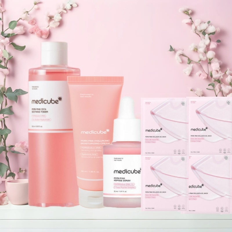 [4点セット]トナー+アンプル+水分クリーム+コラーゲンマスクしっとりツヤ肌ケアオールインワン基礎化粧品セット