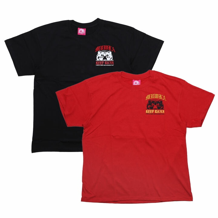 MISHKA Tシャツ 半袖 メンズ 春夏用 黒 赤 大きいサイズ ミシカ おしゃれ 派手 総柄 キャラクター DEATH ADDERS デスアダー 熊 ベアー