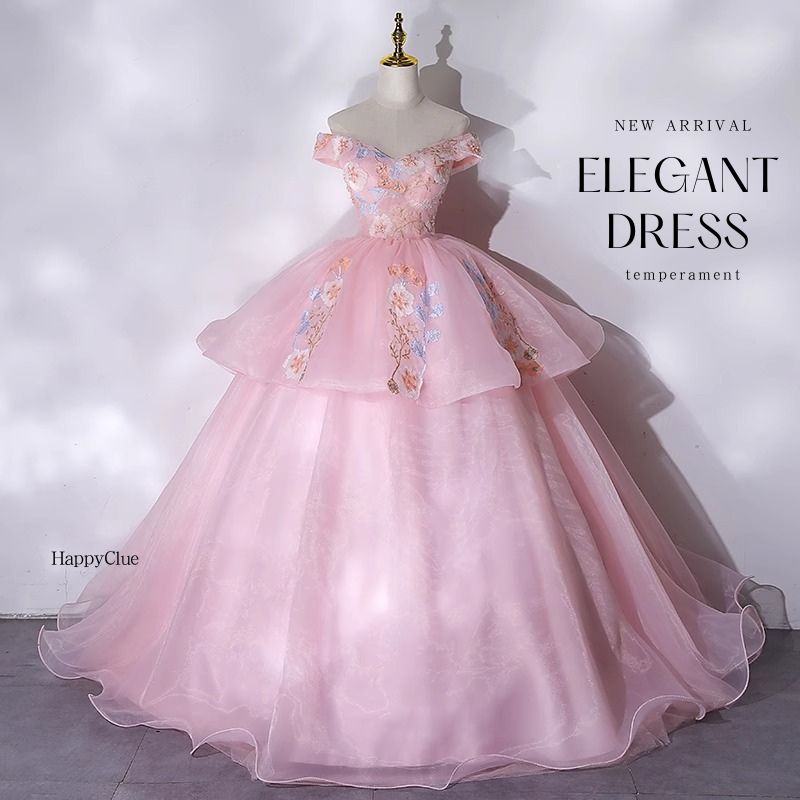 ウエディングドレス プリンセスライン お姫様ドレス オフショルダー パーティードレス ロングドレス 演奏会 ピアノ発表会 ドレス 花嫁 二次会 前撮り ドレス フォーマル 結婚式 ドレス 発表会 おし