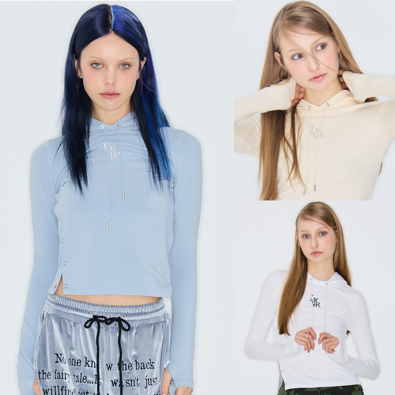 LVTR LONG HOODIE_White / Blue / Ivory