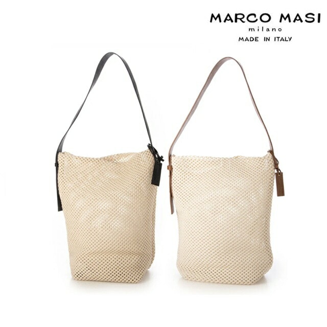 Marco Masi マルコマージ バッグ レザー コットン 綿 メッシュ 3634 ハンドバッグ トートバッグ レディース イタリア製 牛革 本革 綿 コンサバ 大容量 肩掛け 26SS 春夏