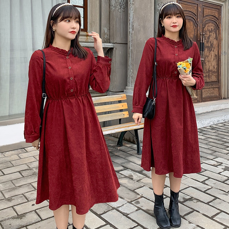 6L 4L 韓国ファッション ワンピース 秋冬 大きいサイズ マタニティ 体型カバー ゆったり 通勤 着痩せ 30代 40代 50代 60代デザイン感のあるスカートの春の蓮の葉は年齢を減らします