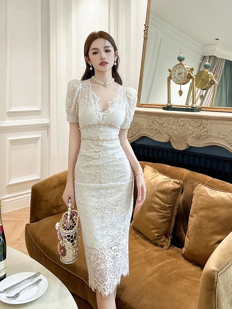 大人 ウェディング 披露宴 ドレス 二次会 結婚式 お呼ばれ 成人式 【JY.】 夏 卒業式 レースワンピース パーティー Vネック 着痩せ キャバ 同窓会ワンピースドレスドレス(2-5日出荷)