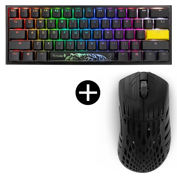 dk-one2-pro-rgb-mini-silver ゲーミングキーボード(英語配列 / 有線) + ポウネイジ pw-stormbreaker-black ワイヤレスゲーミングマウス セット