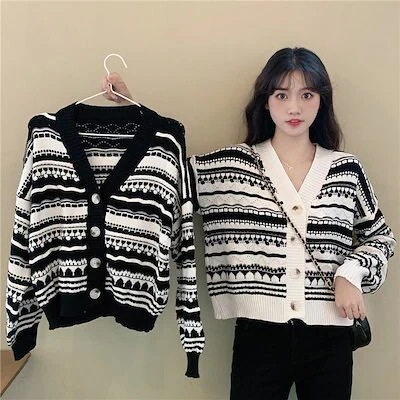 新作 カーディガンTシャツ春アウター長袖ブラウス春 長袖 ゆとりがある ニットカーディガン レトロ 韓国ファッションカーディガン